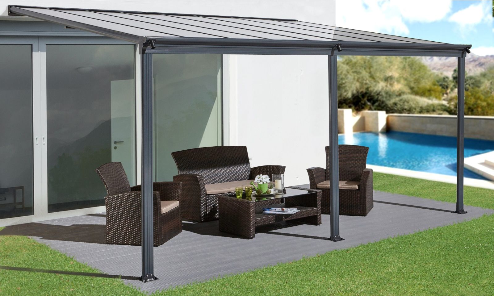 Hliníková pergola LanitPlast Wall 43 (antracit)