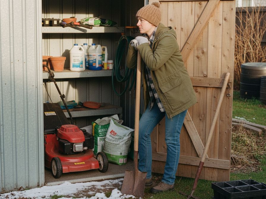 Žena pri záhradnom domčeku