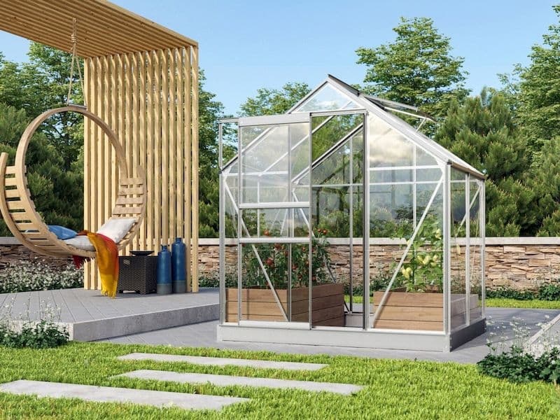 Skleník zo skla Vitavia Venus 6200 číré sklo 3 mm (strieborný)