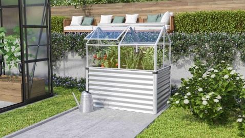 Vyvýšený záhon s pareniskom VITAVIA GAIA JUMBO sklo 3 mm strieborný LG3738