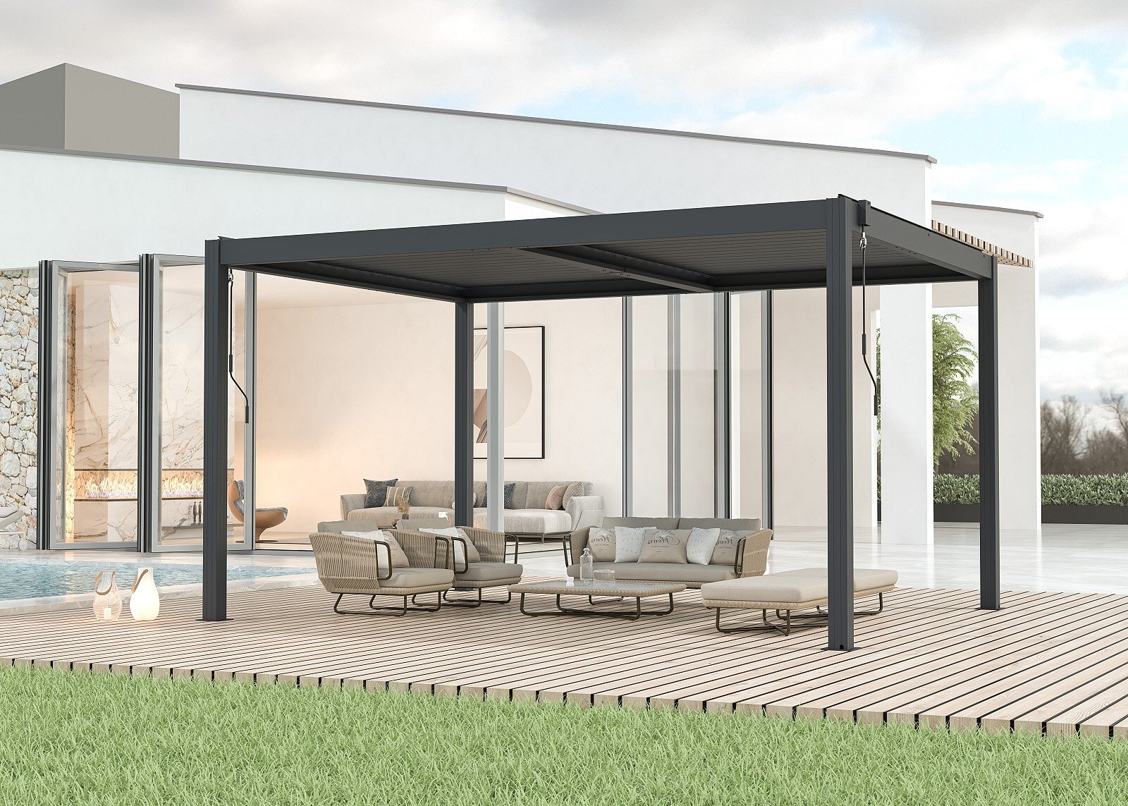 Hliníková pergola – LanitPlast Bioclimatic Basic 43