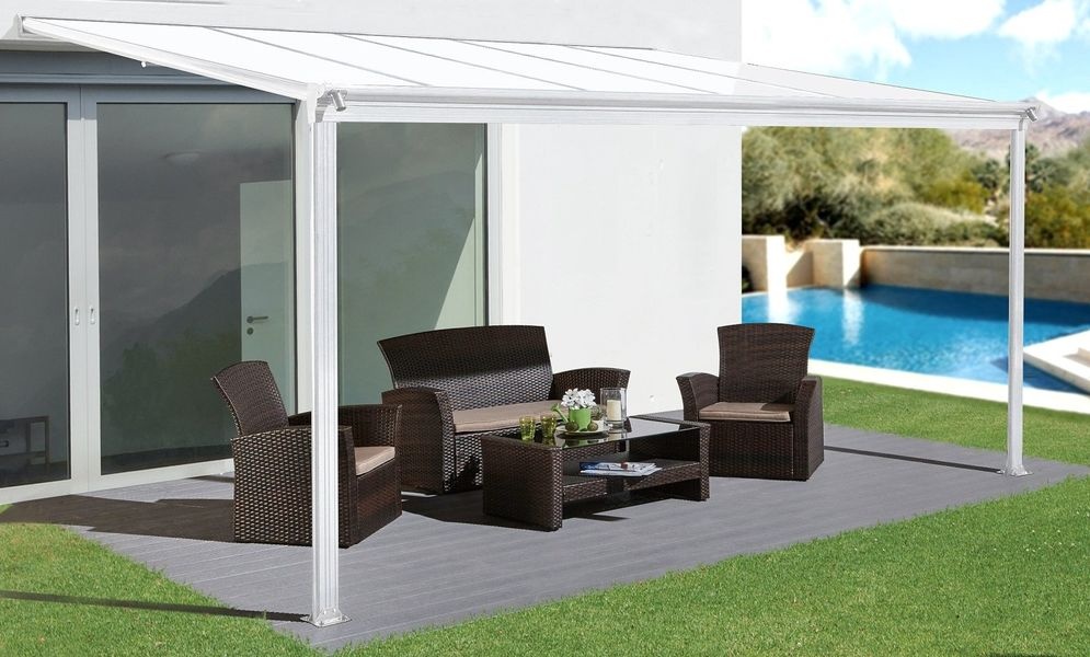 Hliníková pergola LanitPlast Wall 53, š. 4,96 × d. 3 m + PC 6 mm (bronz)
