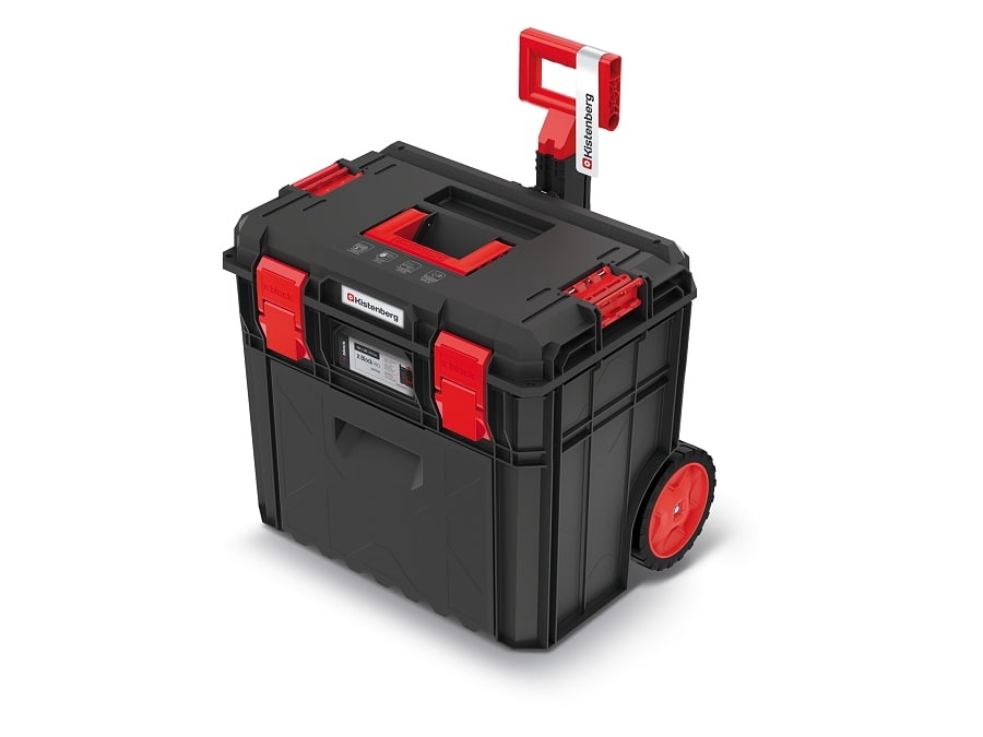 Kufor na náradie s kolieskami – Kistenberg X BLOCK PRO 50 so zásuvkou (š. 38 cm × d. 54,6 cm × v. 51 cm)