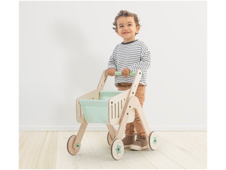 Drevený nákupný vozík a chodítko Trio Shopper