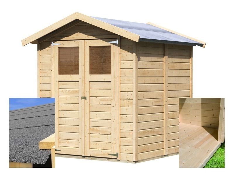 Drevený záhradný domček Karibu Dahme 3 SET, š. 1,80 × d. 1,84 m, podlaha + strešná lepenka ZADARMO