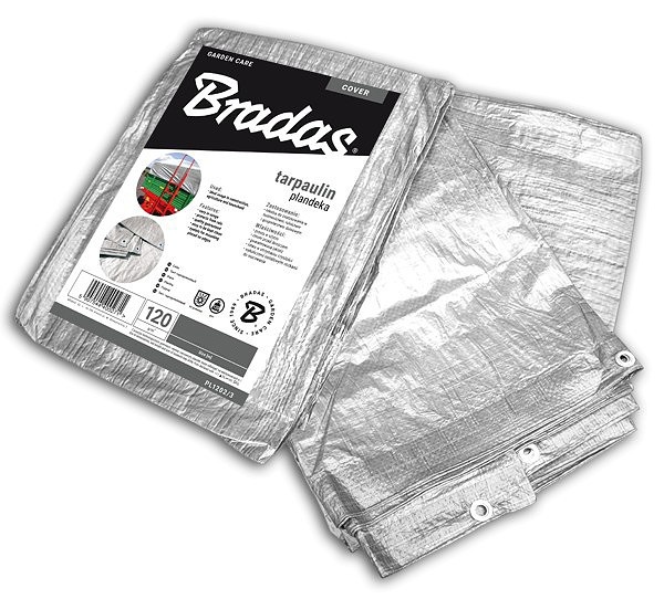 Krycia plachta s okami – STANDARD 120 g/m² strieborná, 4×6 m [24 m²]