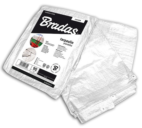 Krycia plachta s okami – STANDARD 90 g/m² biela, 4×6 m [24 m²]