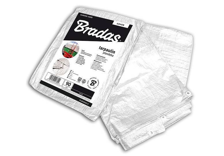 Krycia plachta s okami – STANDARD 90 g/m² biela, 6×8 m [48 m²]