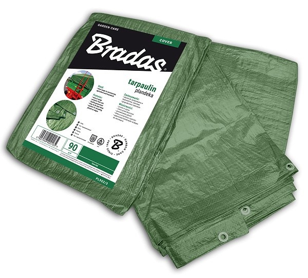 Krycia plachta s okami – STANDARD 90 g/m² zelená, 6×10 m [60 m²]