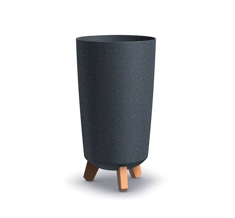 Plastový kvetináč – Gracia Tubus Slim ECO Wood 7,5 l (ø 19 cm, v. 36 cm), antracit