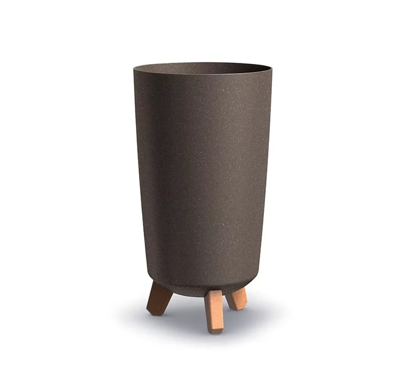 Plastový kvetináč – Gracia Tubus Slim ECO Wood 7,5 l (ø 19 cm, v. 36 cm), mocca