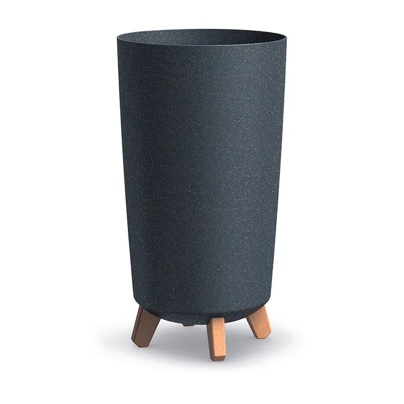 Plastový kvetináč – Gracia Tubus Slim ECO Wood 14,5 l (ø 23 cm, v. 44 cm), antracit