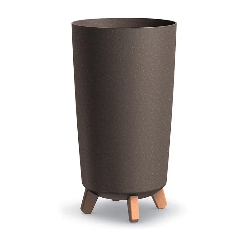 Plastový kvetináč – Gracia Tubus Slim ECO Wood 14,5 l (ø 23 cm, v. 44 cm), mocca