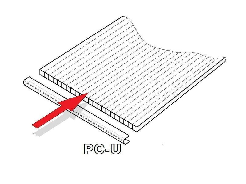 PC U-profil pre oblúkový skleník 4 mm, dĺžka 2,10 m (1 ks)