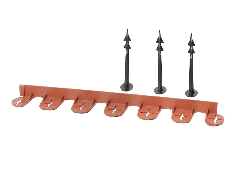 Neviditeľný plastový obrubník – Palis Garden, terracotta 3 m (balenie 5 ks o dĺžke 0,6 m) + 12 klincov