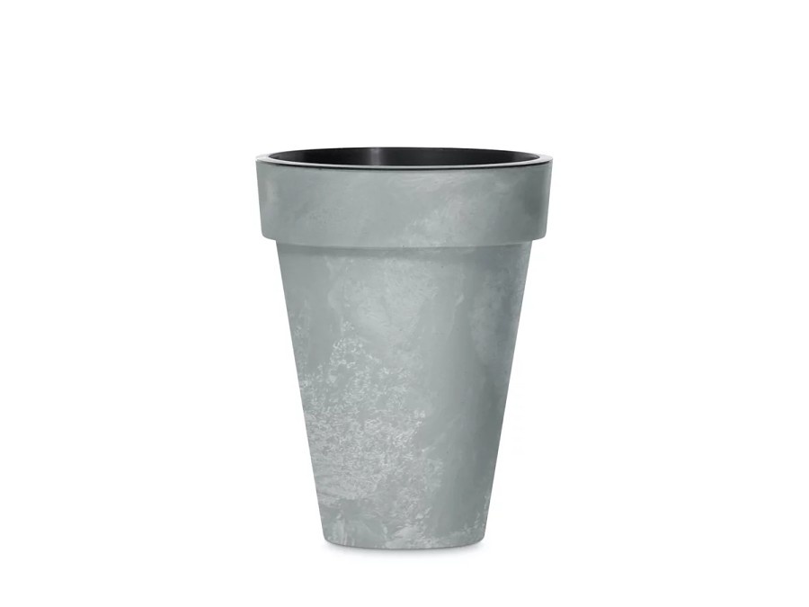Mrazuvzdorný kvetináč s vkladom – Cube Slim Beton Effect ø 35,5 cm, 25 l, sivá